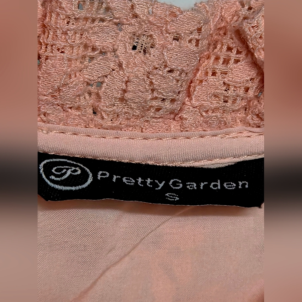 PRETTYGARDEN Lace Long Sleeve Eyelet Button-Down Blouse Sz Small Pink - Picture 6 of 8
